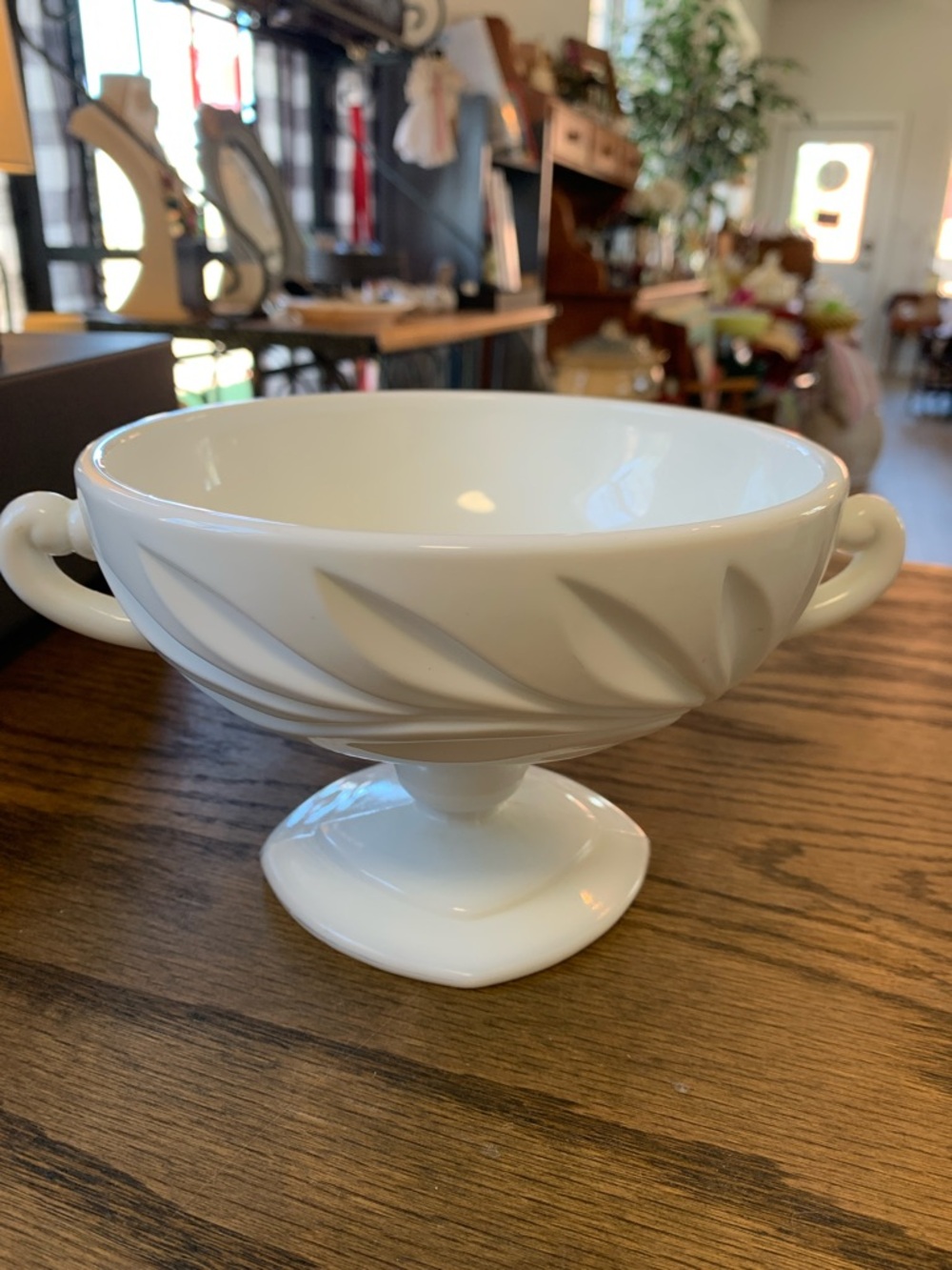 Milk glass pedestal bowl